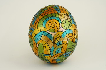 Painted Easter egg with geometric ornament