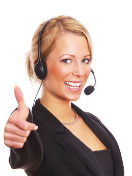 Frau im Callcenter