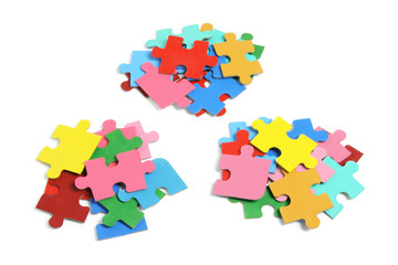Piles of Jigsaw Puzzle Pieces