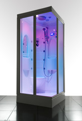 Luxury shower cabin with hydrotherapy and chromotherapy