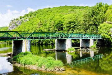 Fototapeta premium bridge across Dyje river, Hardegg, Lower Austria, Austria