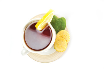 cup of tea with  pastry