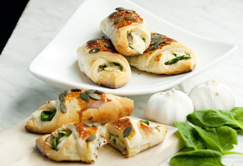 puff pockets filled with spinach and cheese