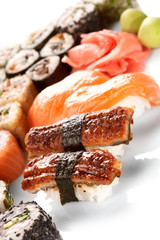 Different types of sushi.