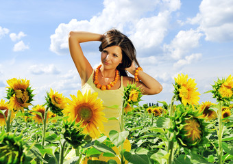 Beauty and sunflowers