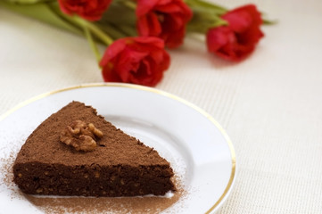 Slice of chocolate cake