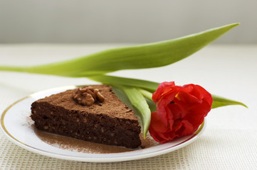 Slice of chocolate cake