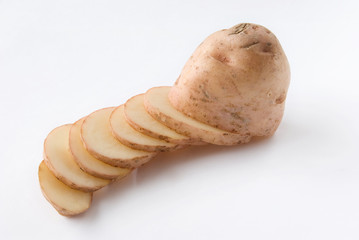 Raw sliced potato