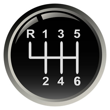 Car's gear stick isolated on black background