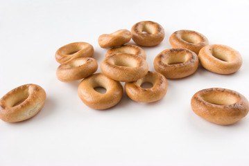 Bagels over white background