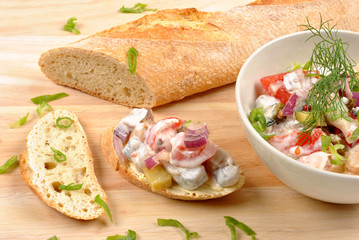some fresh organic herring salad and bread