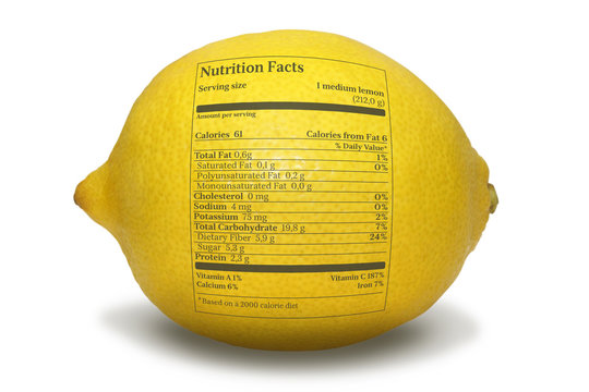 Lemon with nutrition facts