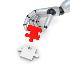 Red puzzle in robohand