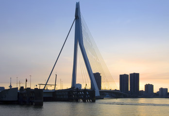 Obraz premium Erasmus Bridge at sunset