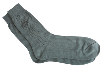 Closeup of grey men's socks isolated on white