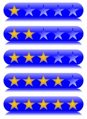 Blue, five stars review bars for rating