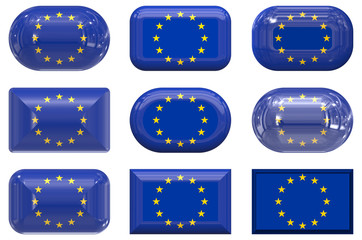 nine glass buttons of the flag of the european union