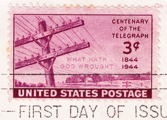 Stamp printed in USA - Centenary Of The Telegraph