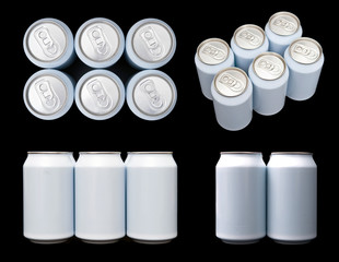 Projections of a six pack blank beverage cans