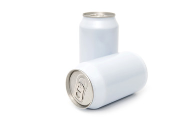 Two white beverage cans