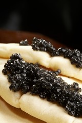 Caviar black with pancakes, a pancake week