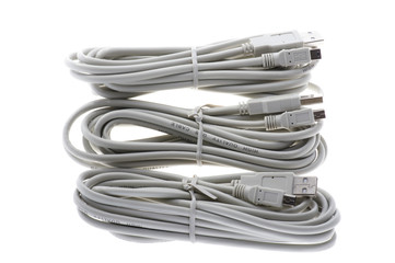 Computer cable on white background