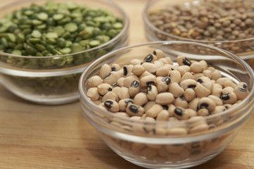 Bean in glass bowls