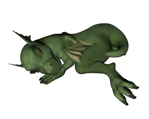 Cute Toon-Style Baby Dragon - sleeping