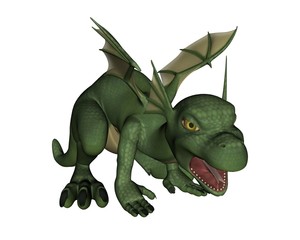 Obraz premium Cute Toon-Style Baby Dragon - growling