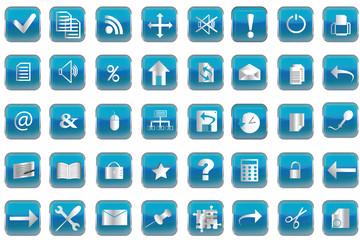 Blue buttons with icons for pc