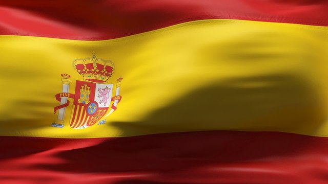Creased spain cotton  flag with visible wrinkle and seams