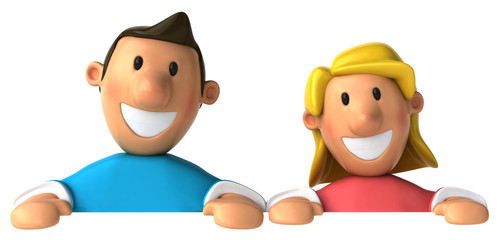 Couple et panneau blanc