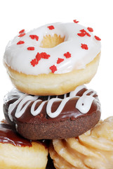 Closeup Stack Of Assorted Doughnuts