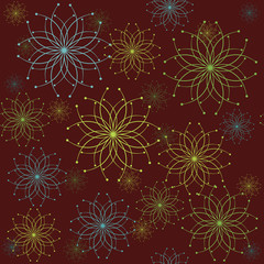 Retro background with stylized flowers, pattern