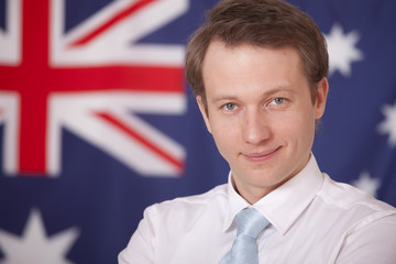 businessman over australian flag