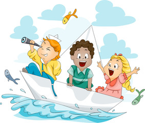 Children on Paper Boat