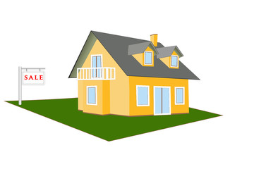 A house and placard is a sale