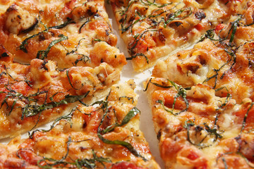 Pizza, shallow dof. Focus on the middle.