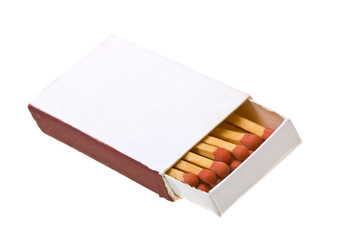 Opened matchbox isolated on a white