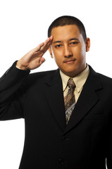 Business Man Gives Salute