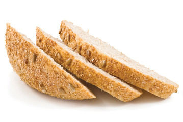 Fresh slices of bread with seeds of sunflower