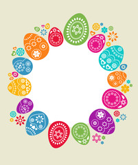 Template desing with colored Easter eggs