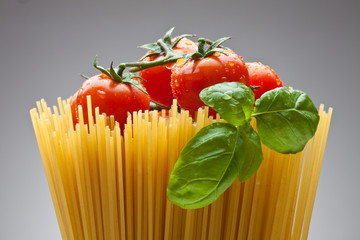 Close up of basic ingredients for italian pasta.