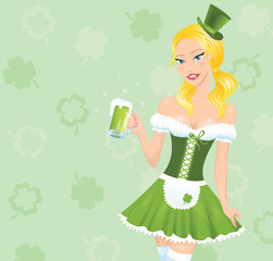 Girl with a green beer.