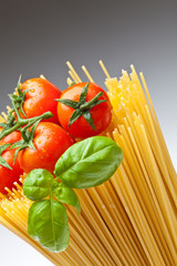 Close up of basic ingredients for italian pasta.