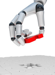 Red puzzle in robohand