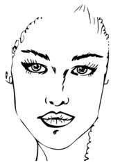 Woman Face tattoo design black and white