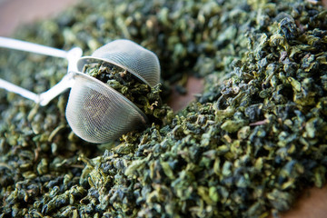 Close up of Chinese Green tea leaves
