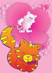 Romantic background with cat's dreams.