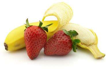 Sweet banana and fresh strawberry